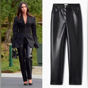 Aritzia Melina Black Vegan Leather Trousers Pant, Black size 10